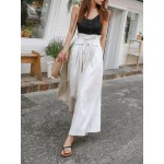 Green Spring Fashion Women's Pants with Elegant Temperament and Leisure Straps High Waist Cotton and Linen Loose Wide Leg Pants Women Green Spring Fashion Women's Pants with Elegant Temperament and Leisure Straps High Waist Cotton and Linen Loose Wide Leg Pants Women